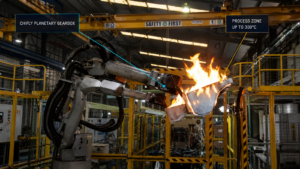 High-temperature planetary gearbox application with a CHIFLY unit installed near a process zone reaching up to 300°C